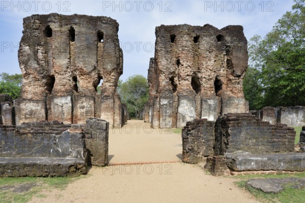 Ruins of the seven storied Royal Palace Vijayotpaya, Polonnaruwa ruins of the garden-city created by Parakramabahu the Great in the 12th century, Polonnaruwa, Sri Lanka