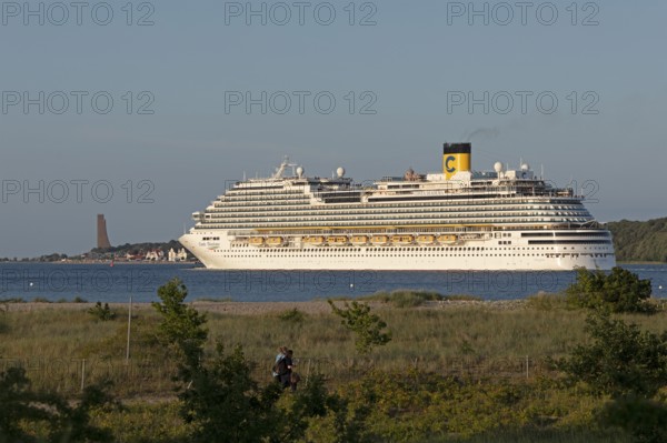 Cruise ship Costa Diadema, Kiel Fjord, Naval Memorial, Laboe, Schleswig-Holstein, Germany