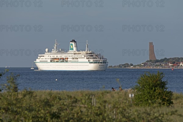 Cruise ship Germany, Naval Memorial, Laboe, Kiel Fjord, Schleswig-Holstein, Germany