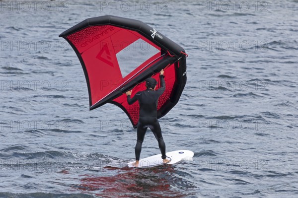 Foil Windsurfer, Mönkeberg, Kiel Fjord, Schleswig-Holstein, Germany