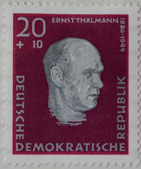 Ernst Thälmann, leader of the Communist Party of Germany, KPD, during the Weimar Republic, portrait on German post stamp
