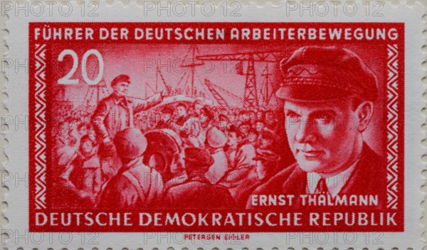Ernst Thälmann, leader of the Communist Party of Germany, KPD, during the Weimar Republic, portrait on a German post stamp
