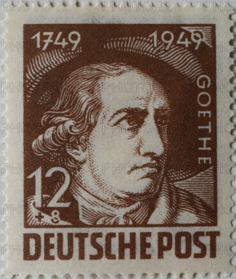 Johann Wolfgang von Goethe, a German writer and statesman, portrait on a German post tamp