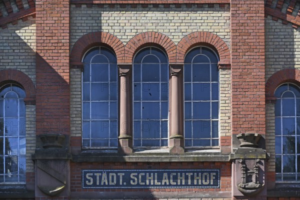 Detail of the former municipal abattoir, built between 1905 and 1906, Wasserstraße 22, Offenburg, Baden-Württemberg, Germany