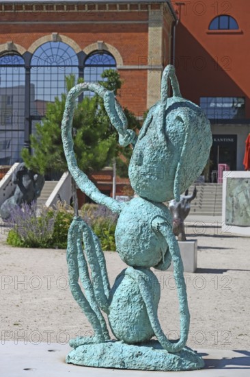 Sculpture Blowing the horn by Joakim Ojanen 1985, Sculpture Park, Offenburg, Baden-Württemberg, Germany