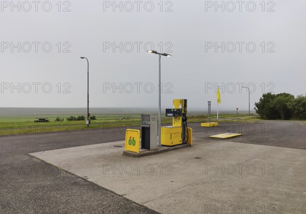 Petrol station vending machine with self-service day and night in rural surroundings, Laugarbakki, Northwest Iceland, Iceland