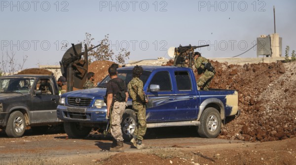 Vehicles and heavy weapons used by Syrian opposition fighters in combat against ISIS. Aleppo, Syria October 15, 2016, Aleppo, Syria