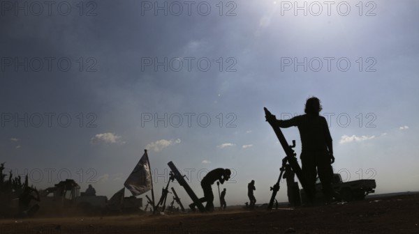 Syrian opposition forces firing mortar shells at ISIS gathering points in northern Syria. Aleppo, Syria October 10, 2016, Aleppo, Syria