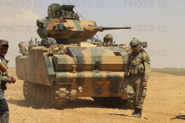 A Turkish Army tank participating in the expulsion of ISIS militias from northern Syria. Aleppo, Syria September 04, 2016, Aleppo, Syria