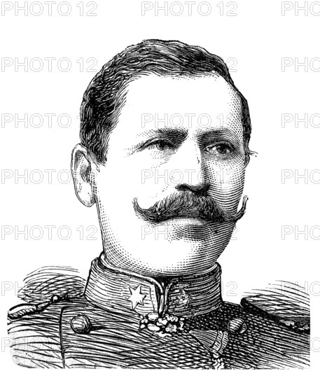 Colonel Nikolitsch, Serbian Minister of War in the 19th century, Historical, authentic, digitally restored reproduction from a 19th century original, Record date not stated