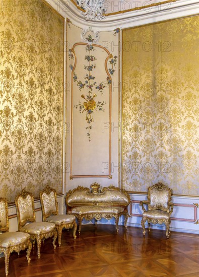 Interior design and exhibition rooms in the Würzburg Residence, imposing 18th century palace with frescoes, paintings and valuable works of art, Würzburg, Bavaria, Germany