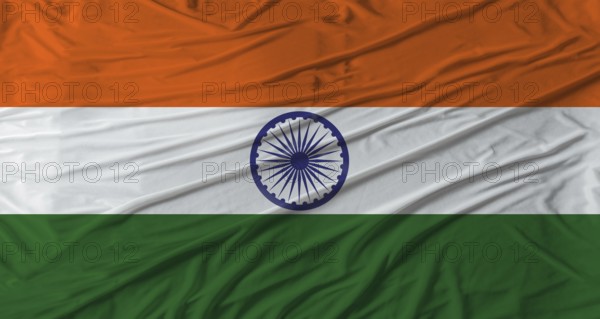 Close up of India flag waving. Flag of India with cloth texture