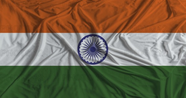 Indian flag with fabric texture background. National flag of India with cloth texture