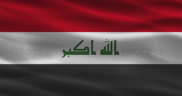 Iraq flag with fabric texture. Realistic flag of Iraq waving