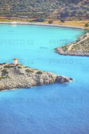 Panormitis bay, high angle view, Panormitis, Symi Island, Dodecanese Islands, Greece