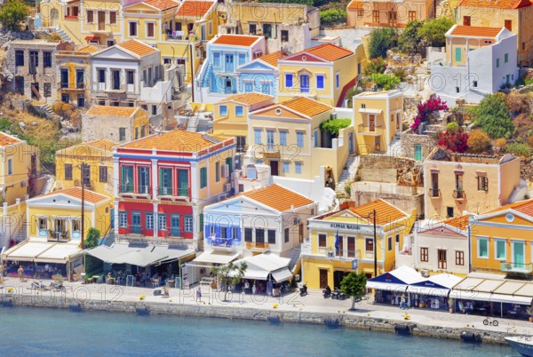 View of Gialos Harbour, Gialos, Symi Island, Dodecanese Islands, Greece
