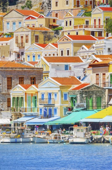 View of Gialos Harbour, Gialos, Symi Island, Dodecanese Islands, Greece
