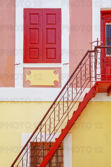 Old town traditional house, Gialos, Symi Island, Dodecanese Islands, Greece