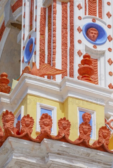 Bell tower, Panormitis monastery, Panormitis, Symi Island, Dodecanese Islands, Greece