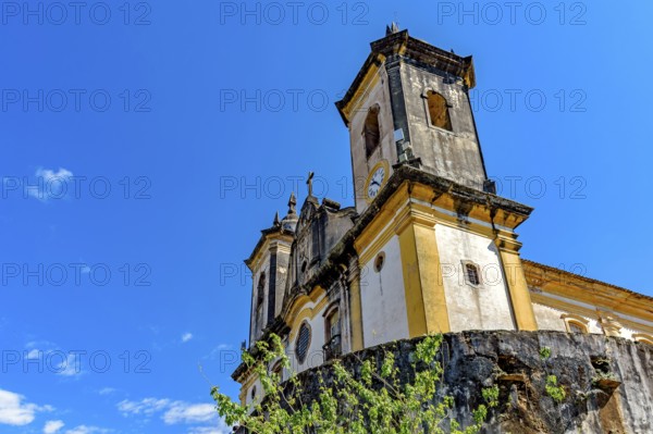 Facade of a historic baroque church in old city of Ouro Preto, Minas Gerais, Ouro Preto, Minas Gerais, Brazil