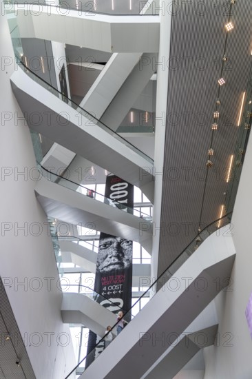 The Forum Groningen, public cultural and educational centre on the Nieuwe Markt, in the old town, with cinema, library, media labs, catering, roof terrace, study and reading areas, viewing points, 10 floors, connected by many escalators, Netherlands