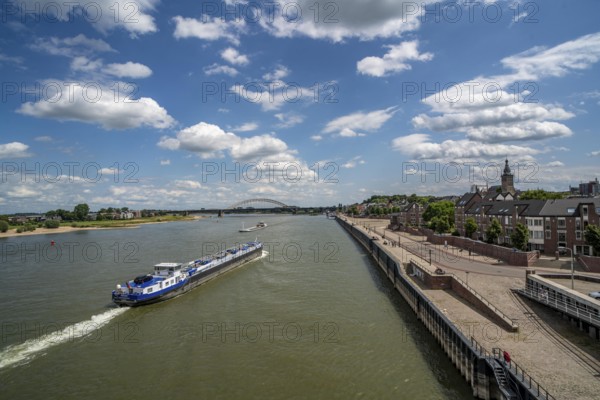 Cargo ship on the River Waal near Nijmegen, Netherlands