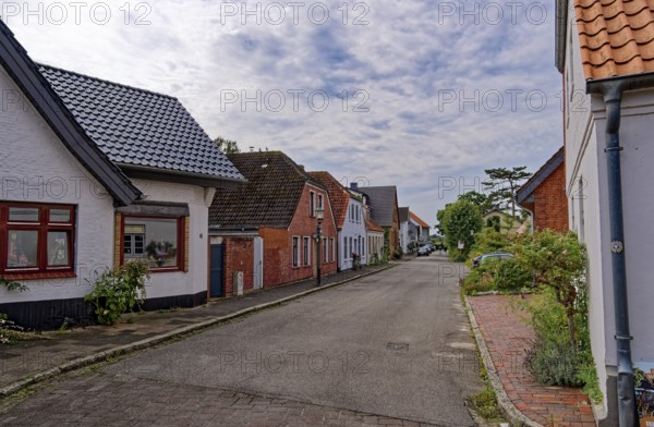 Residential buildings in Lange Straße in the town of Arnis, the smallest town in Germany. Arnis, Schleswig-Holstein, Germany