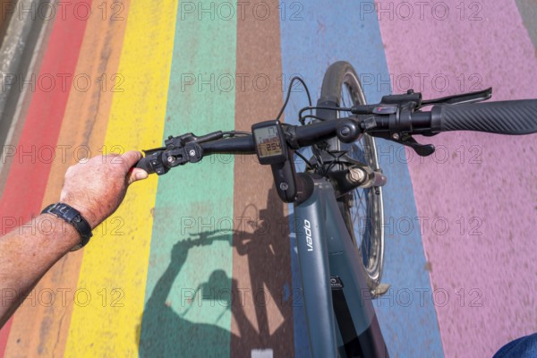 Rainbow cycle path through the university campus in Utrecht Science Park, 570 metres long, Utrecht University, Utrecht University of Applied Sciences and UMC Utrecht University Hospital, set an example for acceptance, equal treatment and safety of the LHBTIQ+ community Netherlands