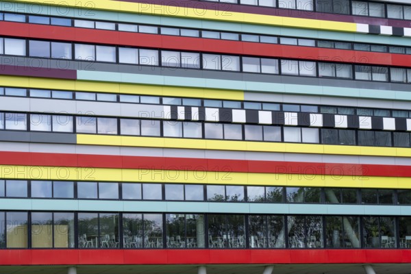 University campus in Utrecht Science Park, Utrecht University, colourful facade of the Hogeschool Utrecht building, Netherlands