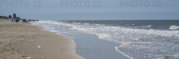 Restaurant and beach crossing, panorama format, Wenningstedt, Sylt, North Frisia, Schleswig-Holstein, Germany