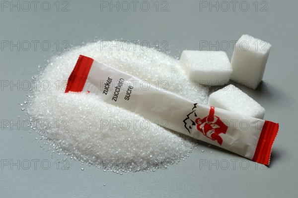 Sugar and sugar stick, sugar in sachets