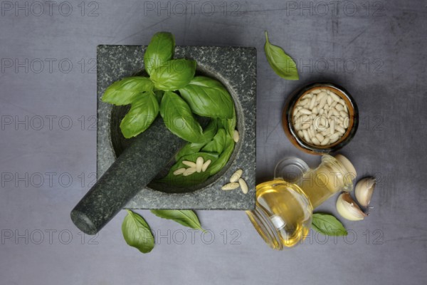 Ingredients for basil pesto, pesto alla genovese