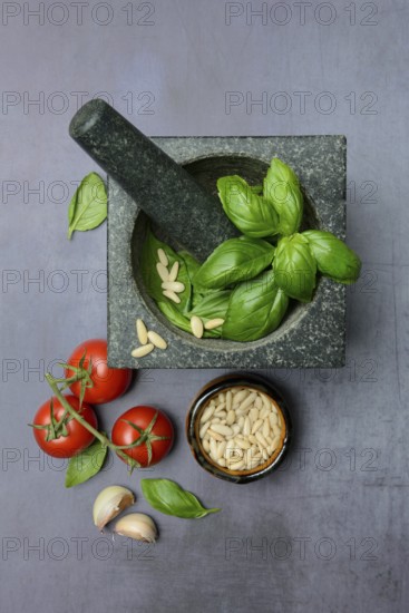 Ingredients for basil pesto, pesto alla genovese