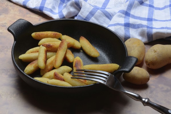 Fried puff noodles in a pan, Germany
