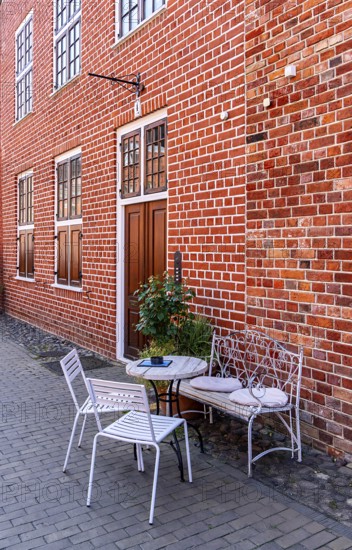 Catering, retail and typical, historic architecture in the Dutch Quarter in Potsdam, Brandenburg, Germany