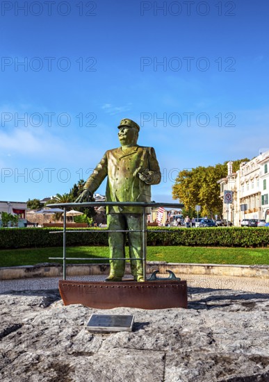 Bronze statue by the sea, tribute from the municipality of Cascais to King D. Carlos I, Cascai, Portugal