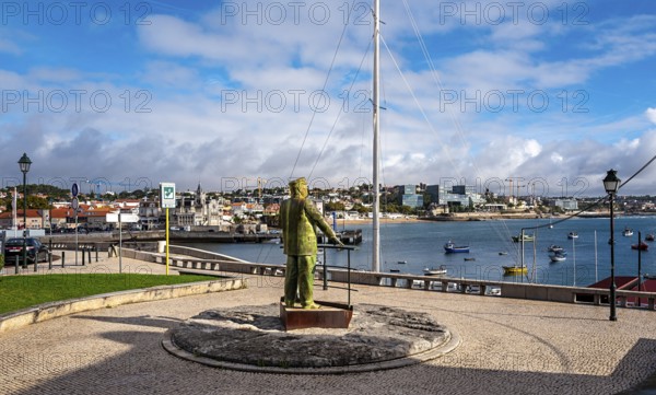 Bronze statue by the sea, tribute from the municipality of Cascais to King D. Carlos I, Cascai, Portugal