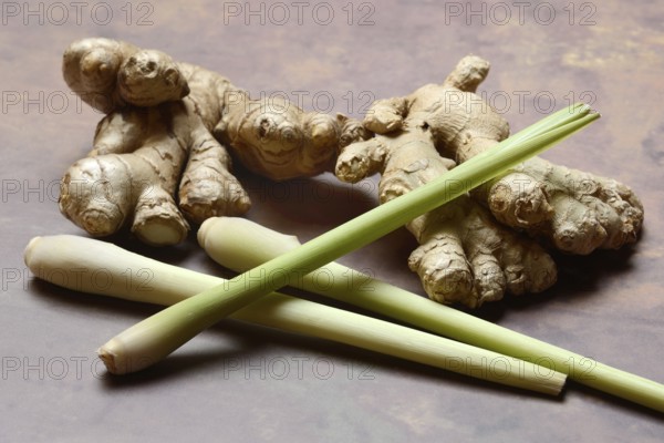 Ginger, ginger bulbs and lemongrass