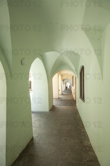 Unique arcades in Budweis South Bohemia, Czech Republic