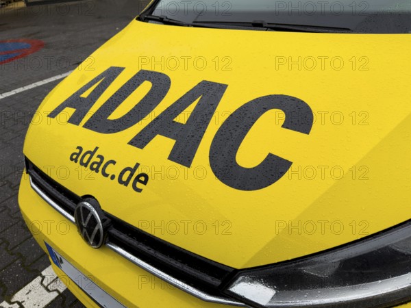 Large ADAC logo on car vehicle for roadside assistance, Germany