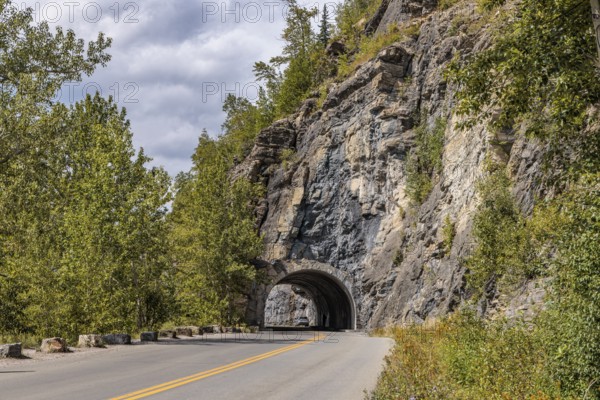 240927_200 Going to the Sun Road goes through the West Side Tunnel west side of the Continental Divide in Glacier National Park, Montana, USA