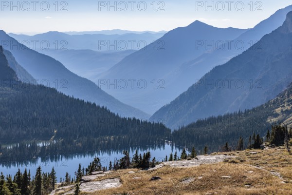 240905_089 Layers of mountains behind Hidden Lake along the Hidden Lake Trail from the Logan Pass Visitor Center in Glacier Natioinal Park, Montana, USA