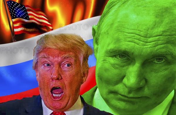 Symbolic image, Trump deals with Putin over Ukraine, sells land to war criminals, US democracy in danger, nation, EU and Germany under political pressure, industry, Donald Trump, tariff threats, Elon Musk, Mark Zuckerberg, social networks, Telegram, fake news, rights broken, hate, hate, DSG Digital Services Act, reelection, USA, politics, announcements, revenge campaign, willed ctator, Republican, US electoral system, global threat, lies, 2nd term, global burden, Ukrainian war, White House storm