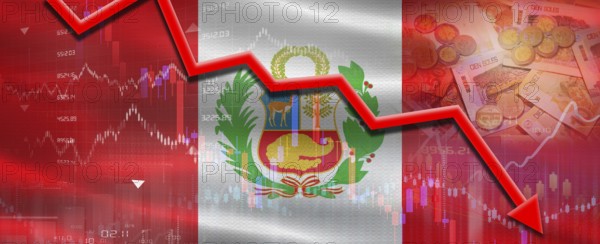 Peru Financial Crisis on Economic Graph. Financial Fall Peruvian on Economy Market