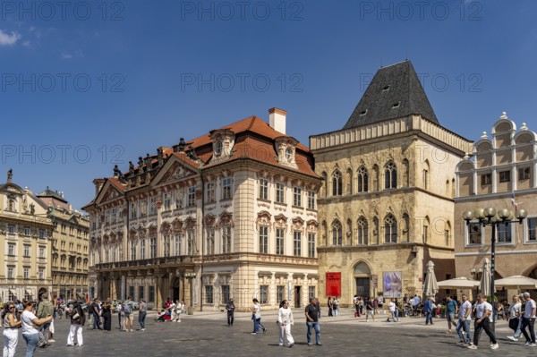 Goltz-Kinsky Palace and House Zur Steinernen Glocke on Old Town Square in Prague's Old Town, Prague, Czech Republic