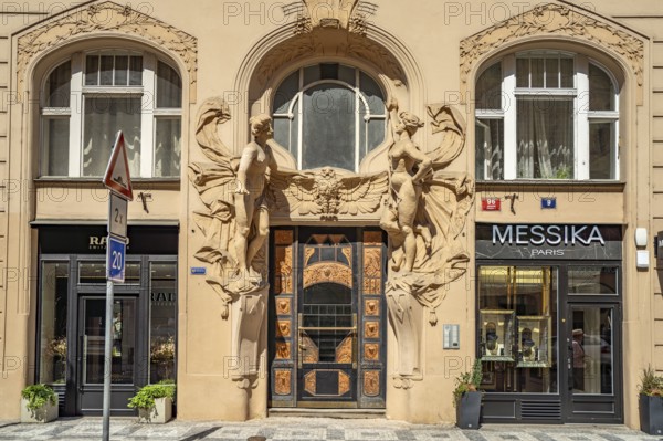 Art Nouveau portal in Prague, Czech Republic
