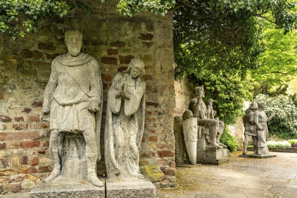Statues of the Franconian-Salian emperors in the cathedral garden of Speyer, Rhineland-Palatinate, Germany