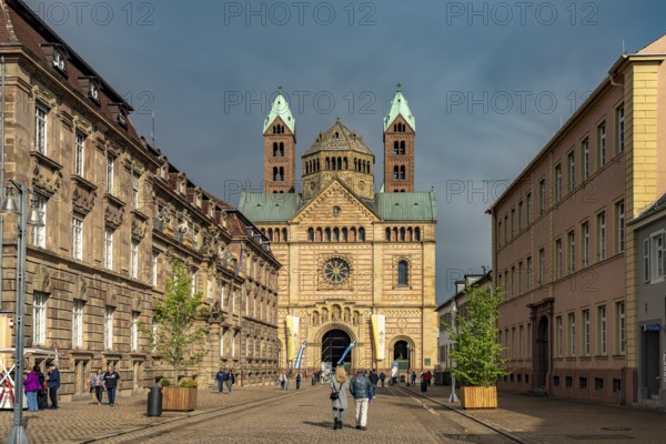 Maximilianstraße and Speyer Cathedral in Speyer, Rhineland-Palatinate, Germany