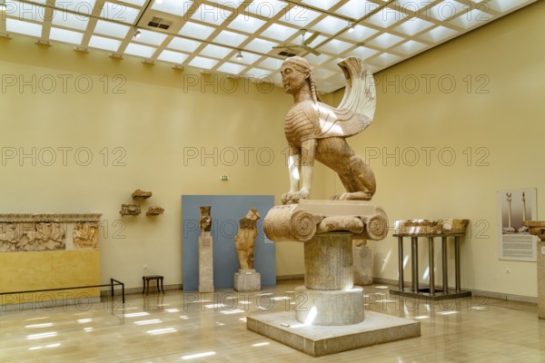 The Sphinx of the Naxier at the Delphi Archaeological Museum, UNESCO World Heritage Site in Delphi, Greece
