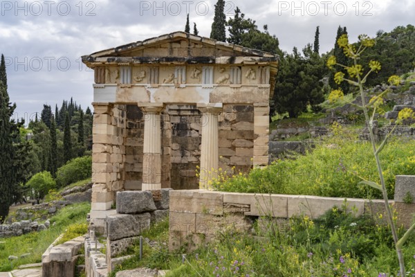 The Treasury of the Athenians, Archaeological Site of Delphi, UNESCO World Heritage Site in Delphi, Greece